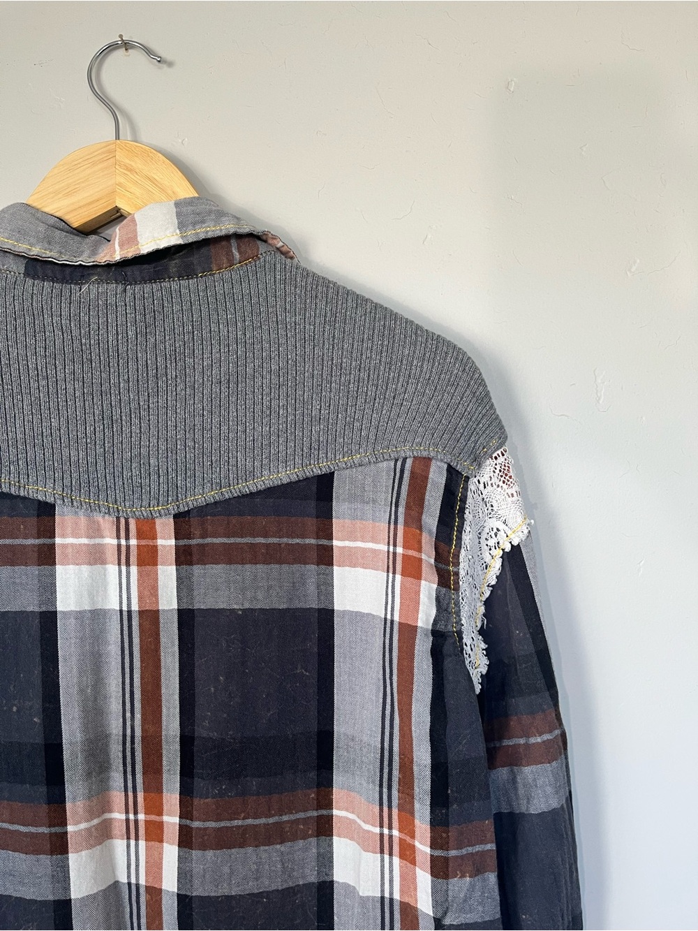 Gimmicks by BKE | Blue & Orange Long Sleeve Detailed Flannel Button Down Shirt - Picture 8 of 8